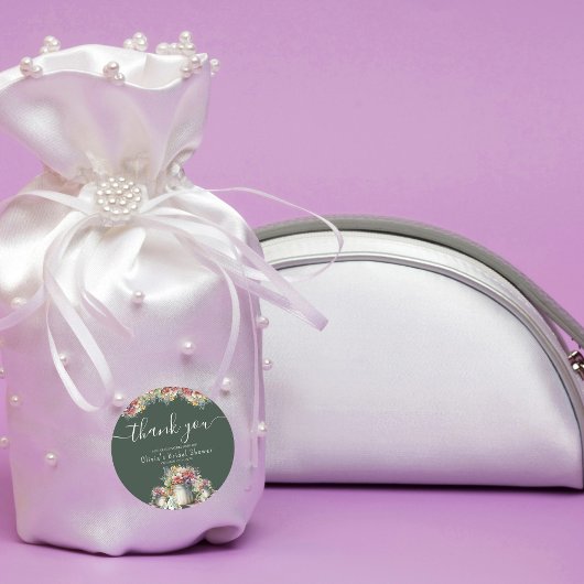 Vielen Dank Typografy Spring Flowers Brautparty Runder Aufkleber