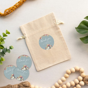 Vielen Dank Typografy Spring Flowers Brautparty Runder Aufkleber