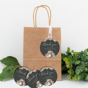Vielen Dank Typografy Spring Flowers Brautparty Runder Aufkleber