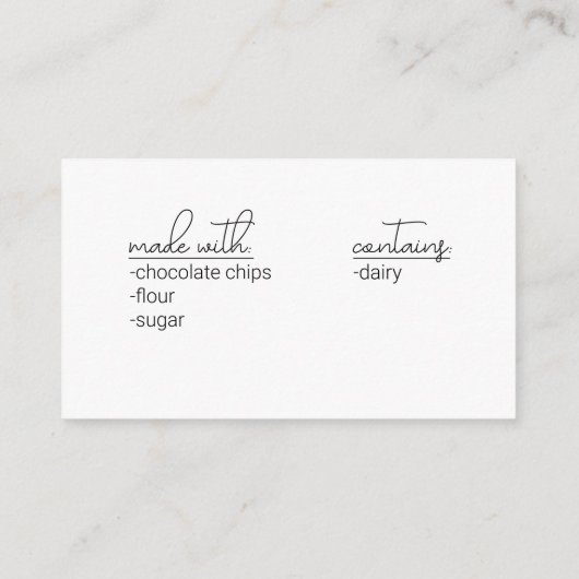 Vielen Dank Umschließungskarte für Backen Begleitkarte (Rückseite)