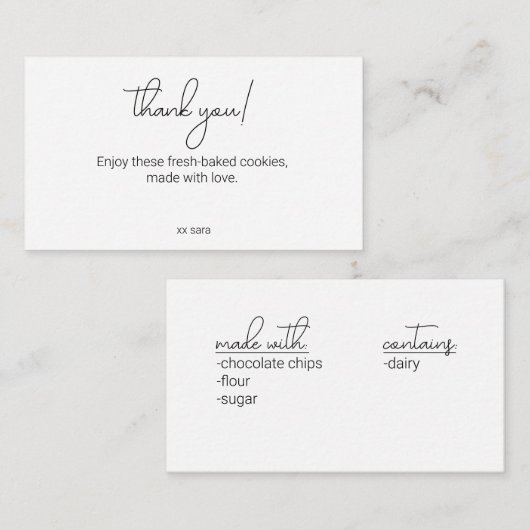 Vielen Dank Umschließungskarte für Backen Begleitkarte (Vorne/Hinten)