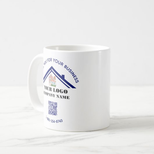 Vielen Dank und Ihr Geschäftslogo QR-Code Kaffeetasse (Vorderseite Links)