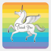 Vielen Dank Unicorn Regenbogenstreifen Quadratischer Aufkleber (Vorderseite)