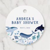 Vielen Dank unter der Sea Blue Boy Baby Dusche Geschenkanhänger (Rückseite)