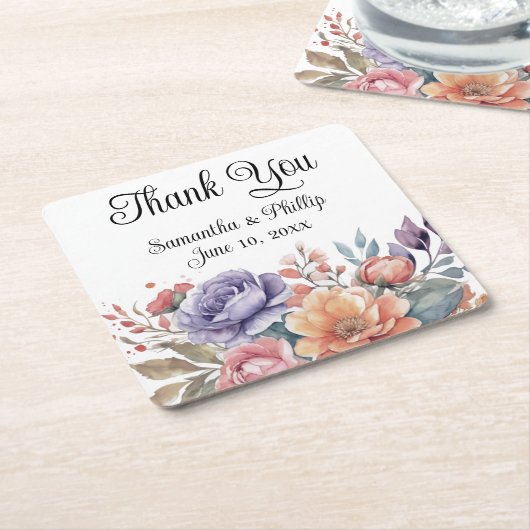 Vielen Dank Untersetzer Gastgeschenk Hochzeit flor (angewinkelt)