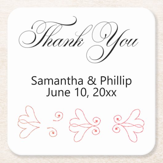 Vielen Dank, Untersetzer Gastgeschenke Hochzeiten (Vorderseite)