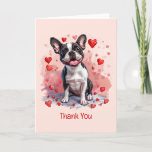 Vielen Dank, Valentinstag Boston Terrier Dog Dankeskarte