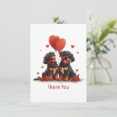 Vielen Dank, Valentinstag Rottweiler Hunde Dankeskarte (Stehend Vorderseite)