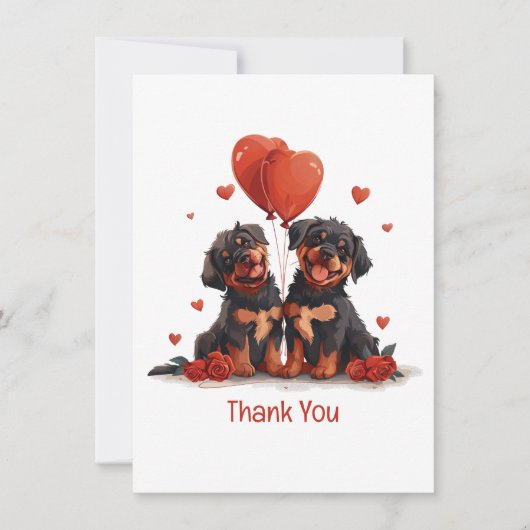 Vielen Dank, Valentinstag Rottweiler Hunde Dankeskarte (Vorderseite)
