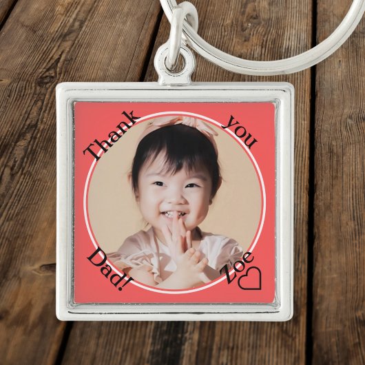 Vielen Dank, Vater in Rot und Rot, Foto und Name Schlüsselanhänger