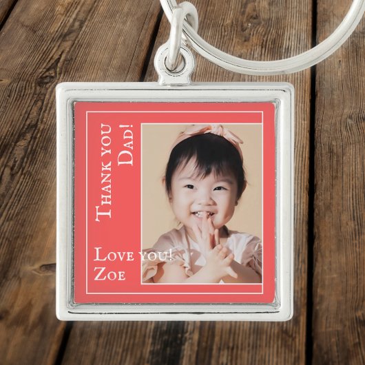 Vielen Dank, Vater in rot und weiß, Foto und Name Schlüsselanhänger