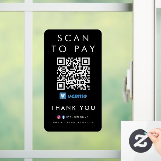 Vielen Dank Venmo Moderne Scan zu bezahlen QR Code Fensteraufkleber (Zuhause)