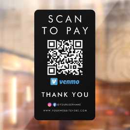Vielen Dank Venmo Moderne Scan zu bezahlen QR Code Fensteraufkleber