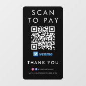 Vielen Dank Venmo Moderne Scan zu bezahlen QR Code Fensteraufkleber (Blatt)