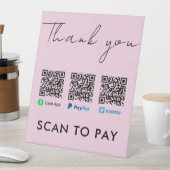 Vielen Dank Venmo Paypal CashApp Scan zu Pay Pink Sockelschild (In Situ)