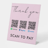 Vielen Dank Venmo Paypal CashApp Scan zu Pay Pink Sockelschild (Vorderseite)