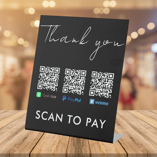 Vielen Dank Venmo Paypal CashApp Scan zu zahlen Bl Sockelschild