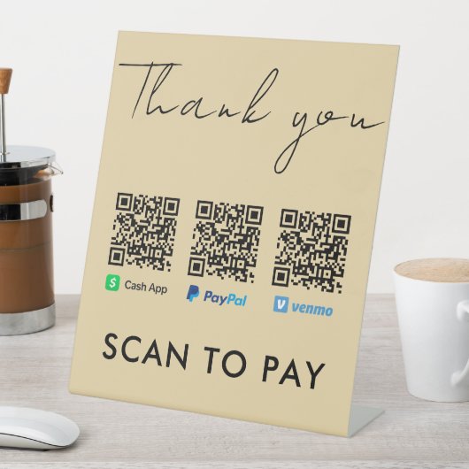 Vielen Dank Venmo Paypal CashApp Scan zu zahlen Gr Sockelschild (In Situ)