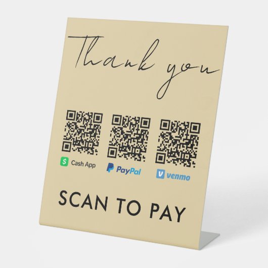 Vielen Dank Venmo Paypal CashApp Scan zu zahlen Gr Sockelschild (Vorderseite)