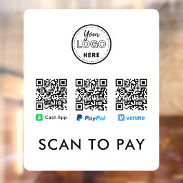Vielen Dank Venmo Paypal CashApp Scan zum Bezahlen Fensteraufkleber