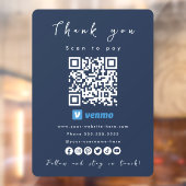 Vielen Dank Venmo QR Code Scan zu zahlen Navy Blue Fensteraufkleber (Blatt 2)