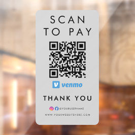 Vielen Dank Venmo Scan zu bezahlen QR Code Moderne Fensteraufkleber