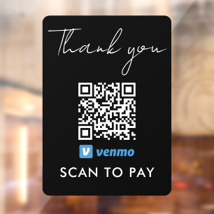 Vielen Dank Venmo Zahlung QR Code Scan zu zahlen S Fensteraufkleber