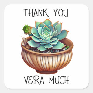 Vielen Dank Vera Much   Niedlich Aloe Vera Pun Quadratischer Aufkleber