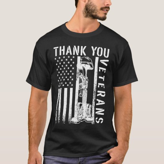 Vielen Dank Veteranen Combat Boots Veterans Day Am T-Shirt (Vorderseite)