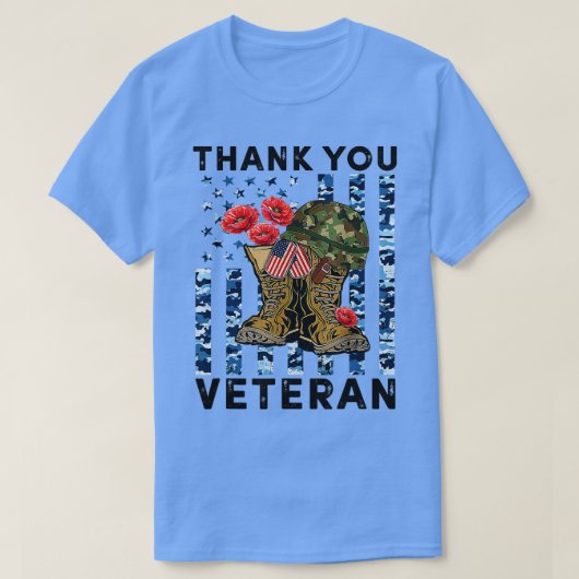 Vielen Dank Veteranen Kampfstiefel Mohn Blume Vete T-Shirt (Design vorne)