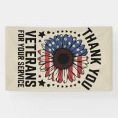 Vielen Dank Veteranen Sunflower Militär Tag Banner (Horizontal)