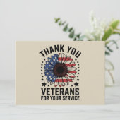 Vielen Dank Veteranen Sunflower Militär Tag Einladung (Stehend Vorderseite)
