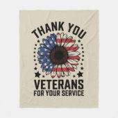 Vielen Dank Veteranen Sunflower Militär Tag Fleecedecke (Vorderseite)
