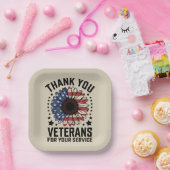 Vielen Dank Veteranen Sunflower Militär Tag Pappteller (Party)