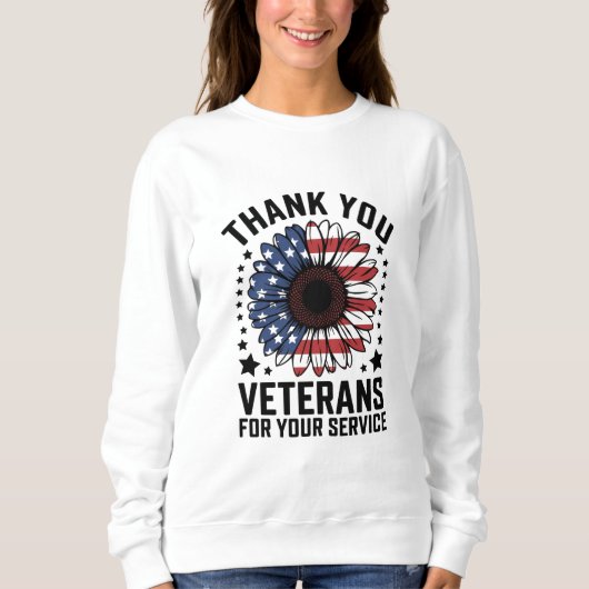 Vielen Dank Veteranen Sunflower Militär Tag Sweatshirt (Vorderseite)
