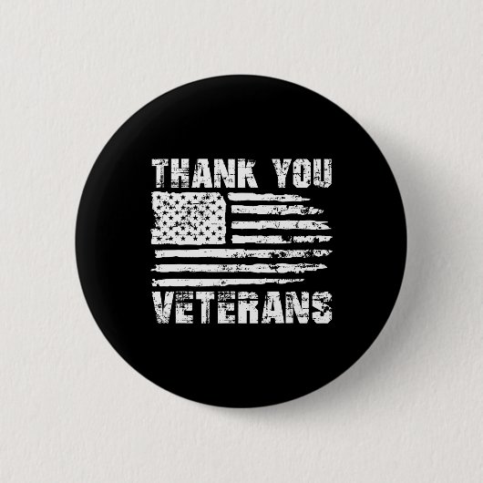 Vielen Dank Veterans American Flag Proud Veteran Button (Vorderseite)