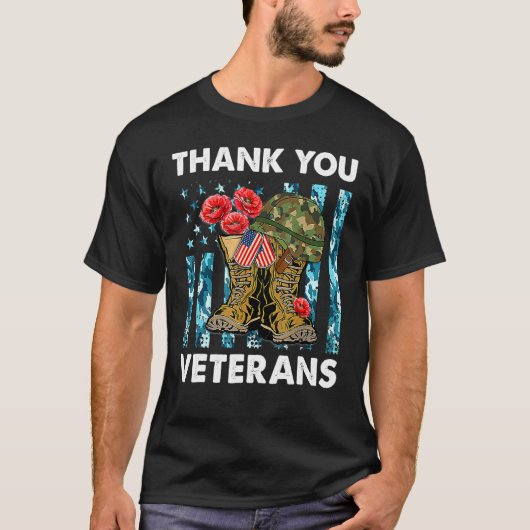 Vielen Dank Veterans Combat Boots Poppy Blume für T-Shirt (Vorderseite)
