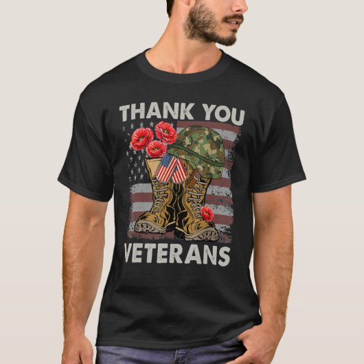 Vielen Dank Veterans Combat Boots Poppy Blume Us F T-Shirt (Vorderseite)