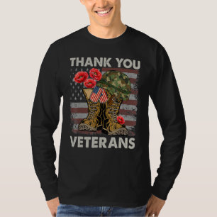 Vielen Dank Veterans Combat Boots Poppy Blume Us F T-Shirt