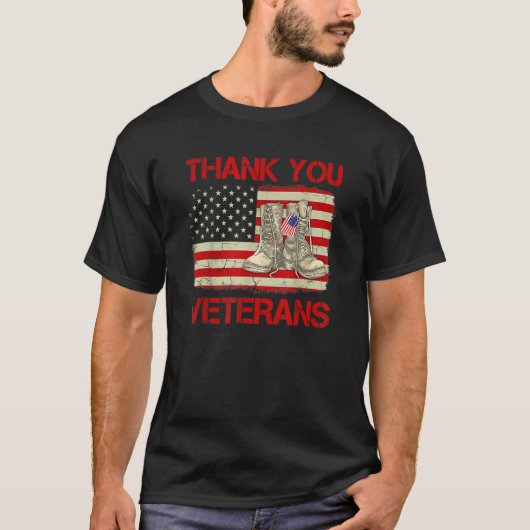 Vielen Dank Veterans Combat Boots Veteran Day Amer T-Shirt (Vorderseite)
