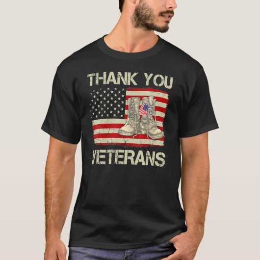 Vielen Dank Veterans Combat Boots Veteran Day Amer T-Shirt (Vorderseite)
