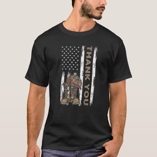 Vielen Dank Veterans Combat Boots Veteran Day Amer T-Shirt (Vorderseite)