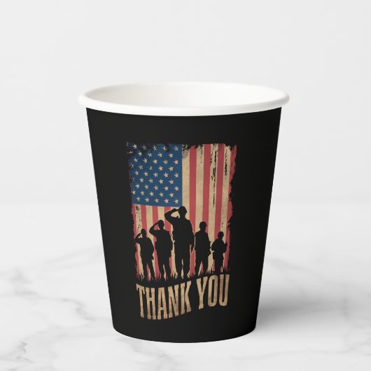 Vielen Dank Veterans Day American Flag Vintag Pappbecher (Vorderseite)