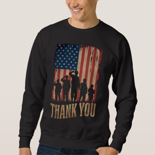 Vielen Dank Veterans Day American Flag Vintag Sweatshirt (Vorderseite)