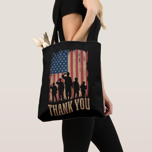 Vielen Dank Veterans Day American Flag Vintag Tasche (Von Nahem)