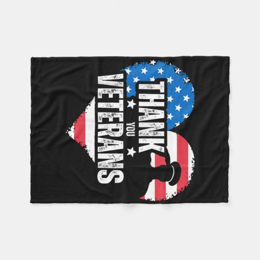 Vielen Dank Veterans Day Memorial Day Partiotic Mi Fleecedecke (Vorderseite (Horizontal))
