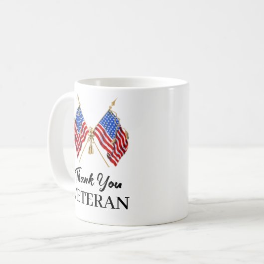 Vielen Dank Veterans Patriotic American Flag Kaffeetasse (Vorderseite Links)
