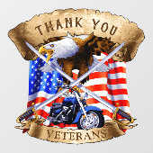 Vielen Dank Veterans Patriotic Motorrad Biker USA Fensteraufkleber (Blatt)