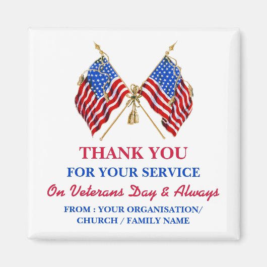 Vielen Dank Veterans Patriotic Vintag USA Flag Magnet (Vorne)