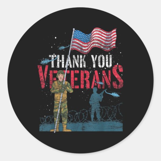 Vielen Dank Veterans Us Flag Patriotic Soldier Mit Runder Aufkleber (Vorderseite)